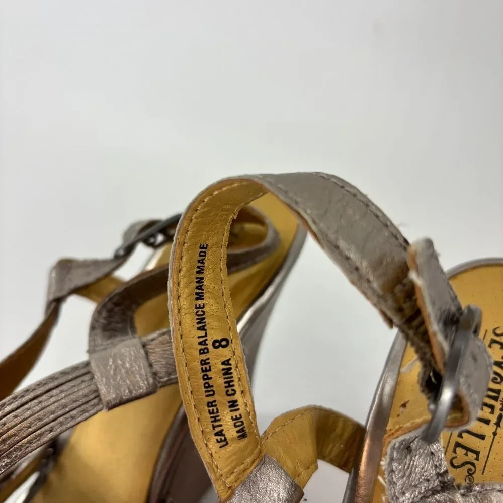 Seychelles Silver Wedge Sandals with Strappy Design